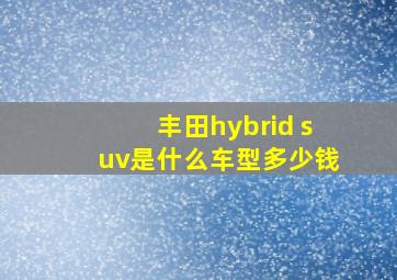 丰田hybrid suv是什么车型多少钱